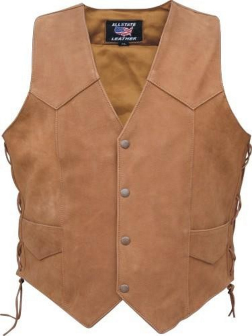 (image for) Men's brown side laced Buffalo Leather vest